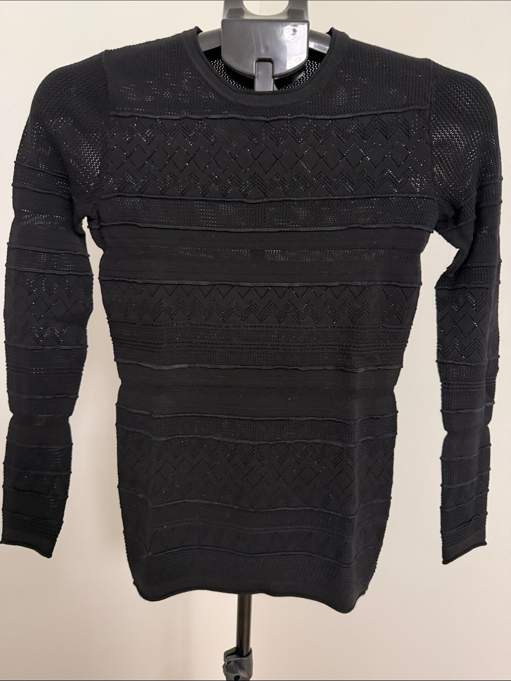 Banana Republic Black Crewneck Textured Knit Sweater